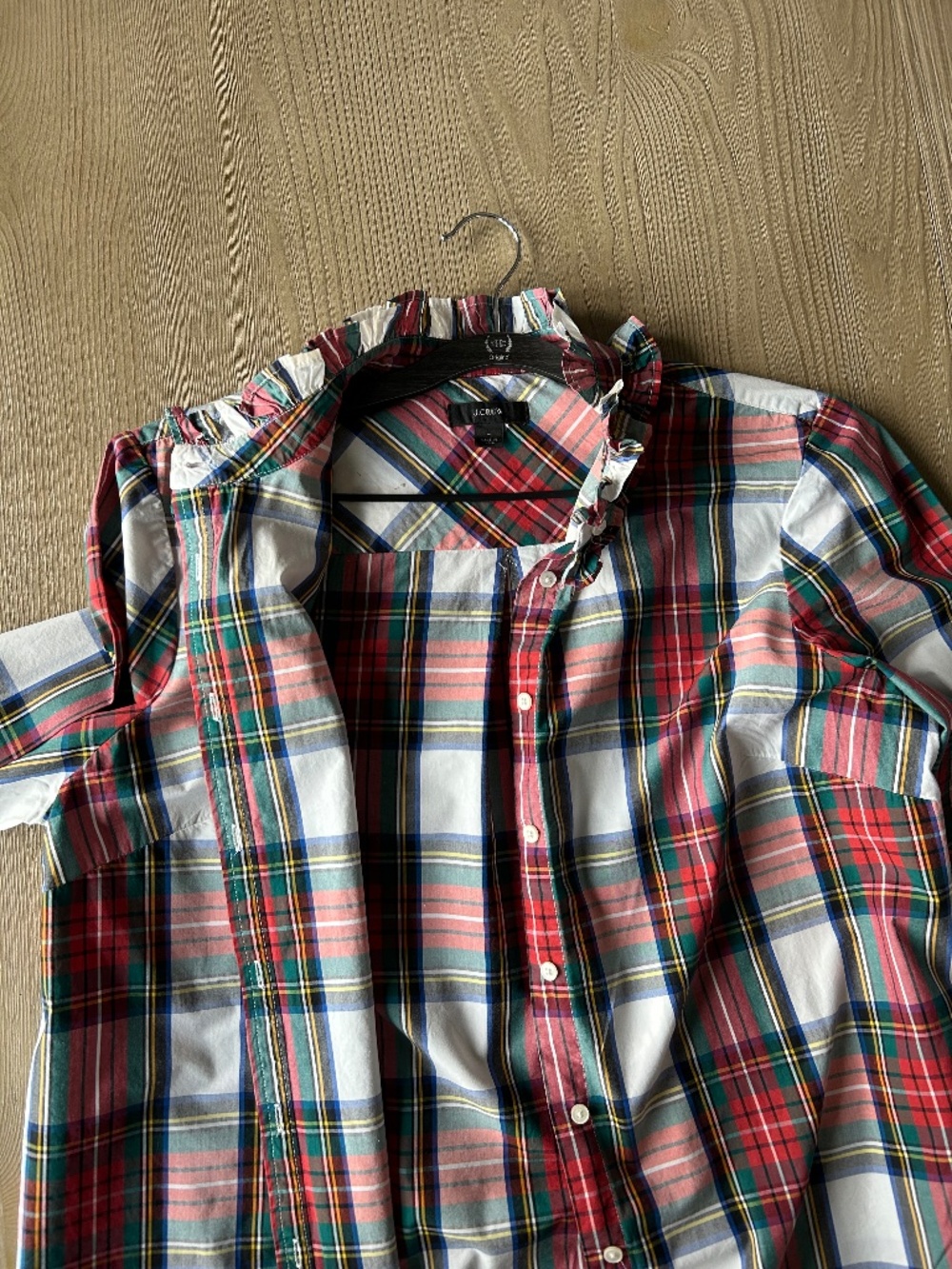 J. Crew Ruffleneck Classic Fit Shirt Snowy Stewart Tartan Plaid Button Down - L - Picture 5 of 5